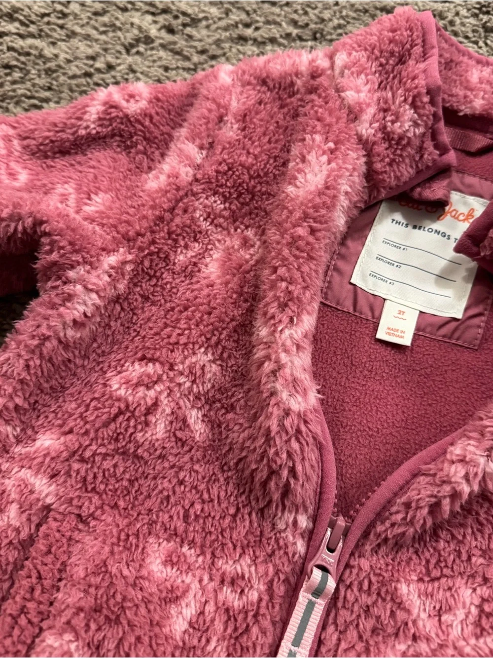 Cat & Jack Plush Pink Sherpa bows Zip Jacket 2T